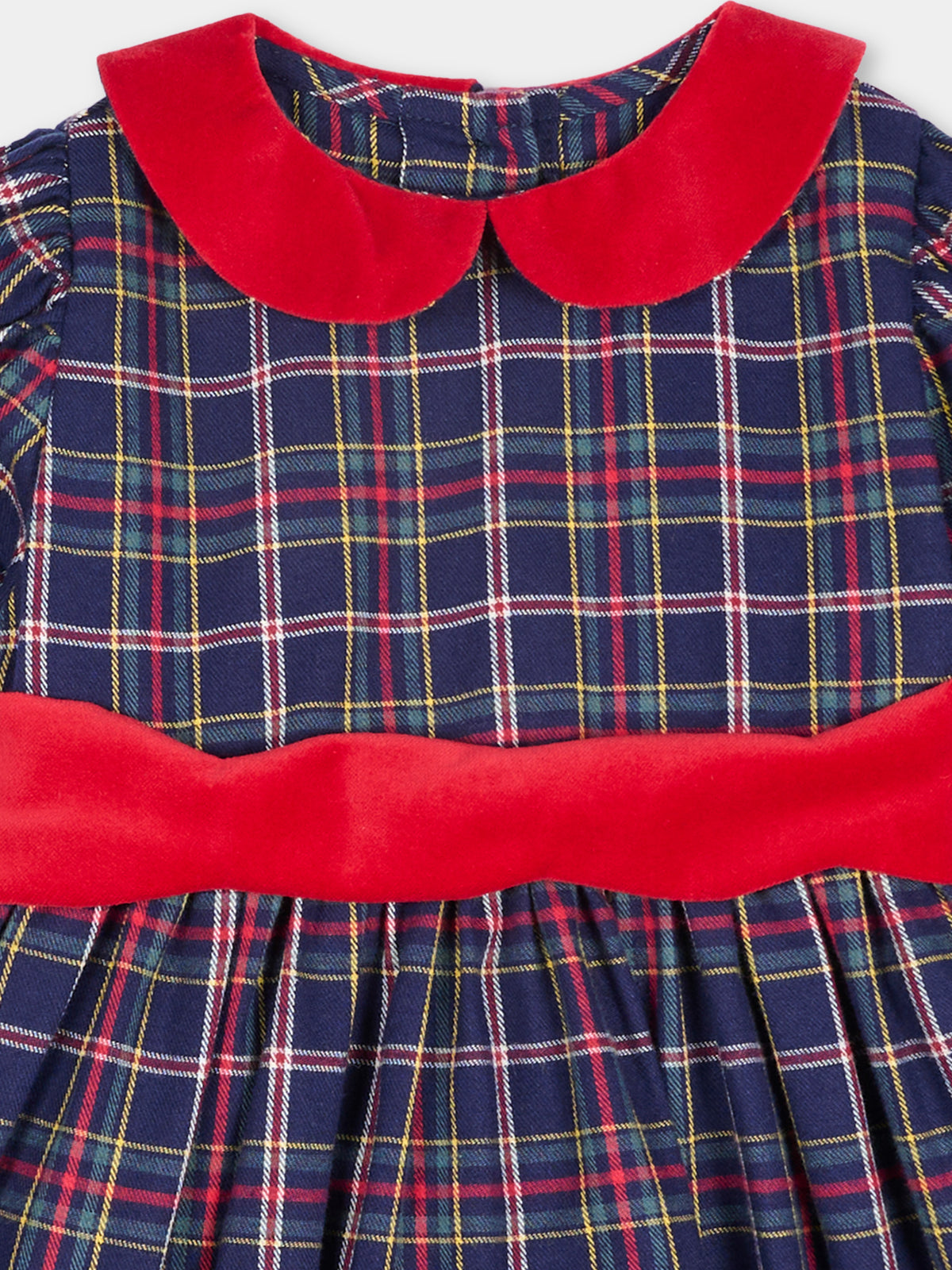 Abito elegante blu per neonata tartan