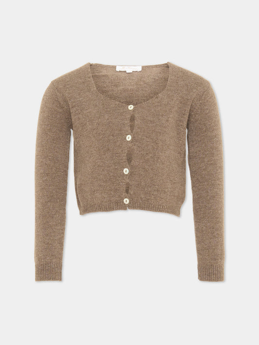 Cardigan marrone per bambina,Mariella Ferrari,MGU19 153