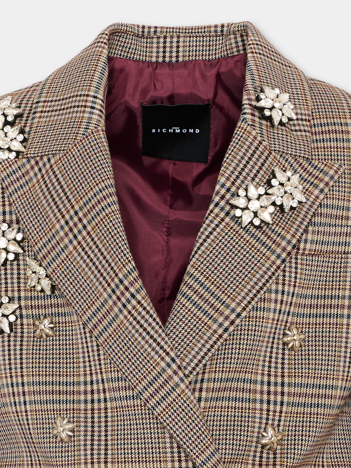 Giacca marrone per bambina con check,Richmond,RGA26133GC FANT.CHECK FANT.CHECK