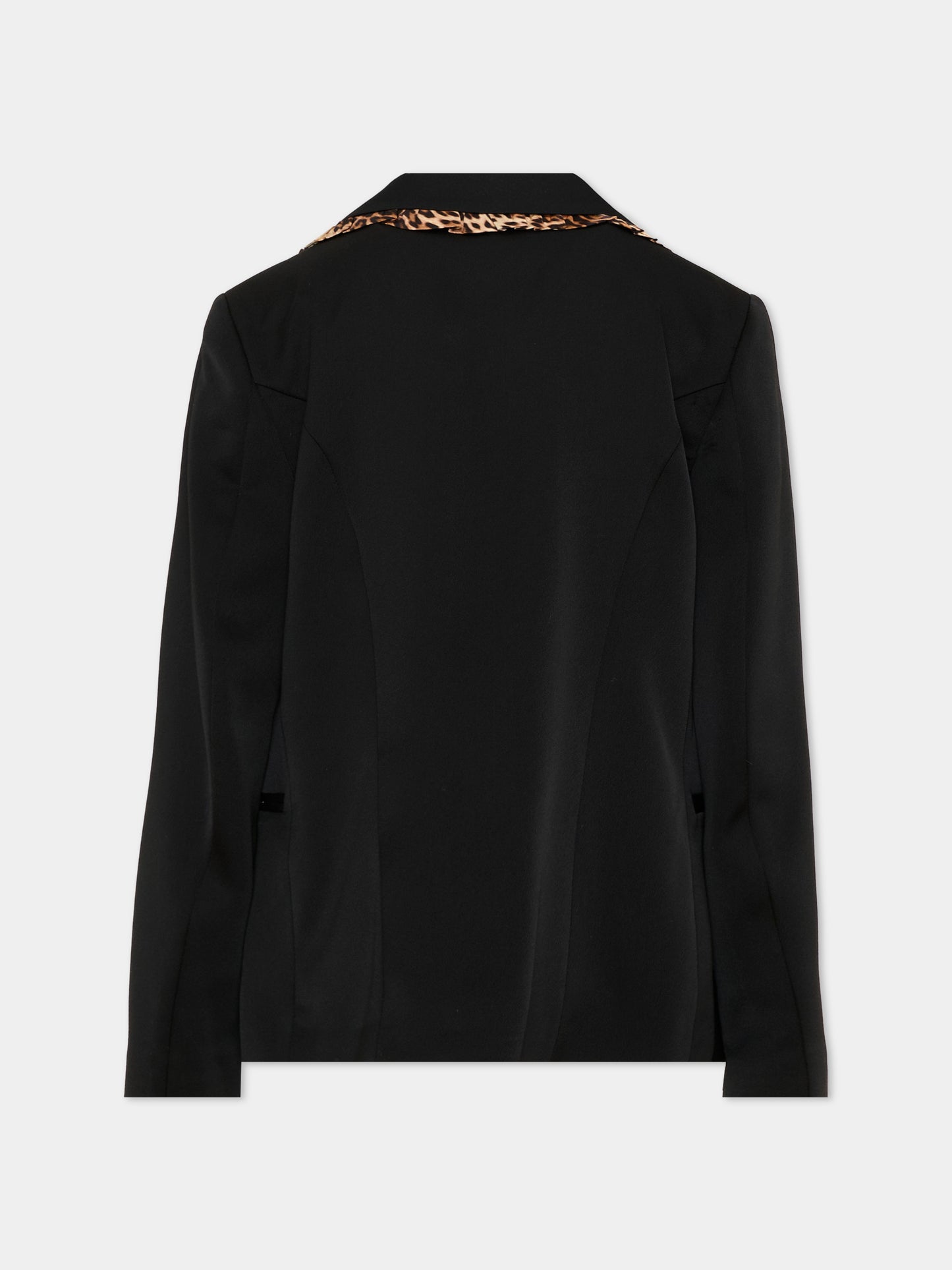 Giacca nera per bambina con profili animalier,Roberto Cavalli Kids,CGA26160GC BLACK/G.N.