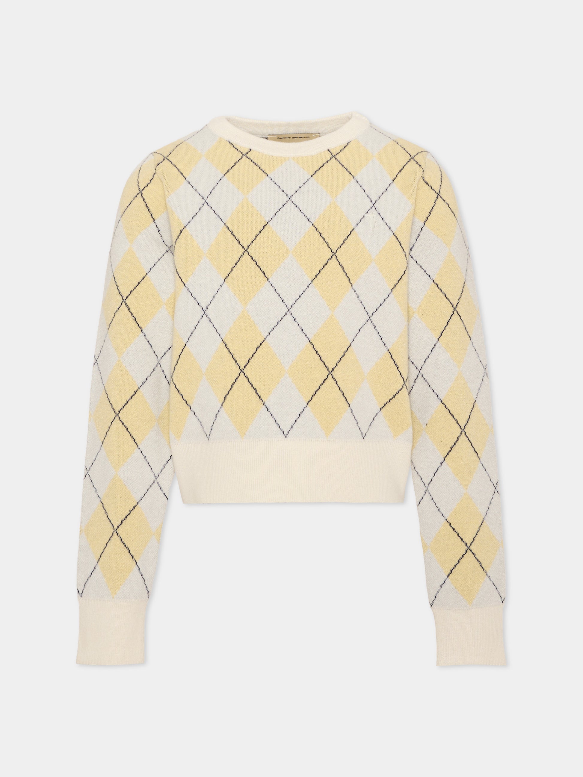 Maglione avorio per bambina a rombi,Trussardi Junior,TGA26016MA BONE/BC/BN BONE