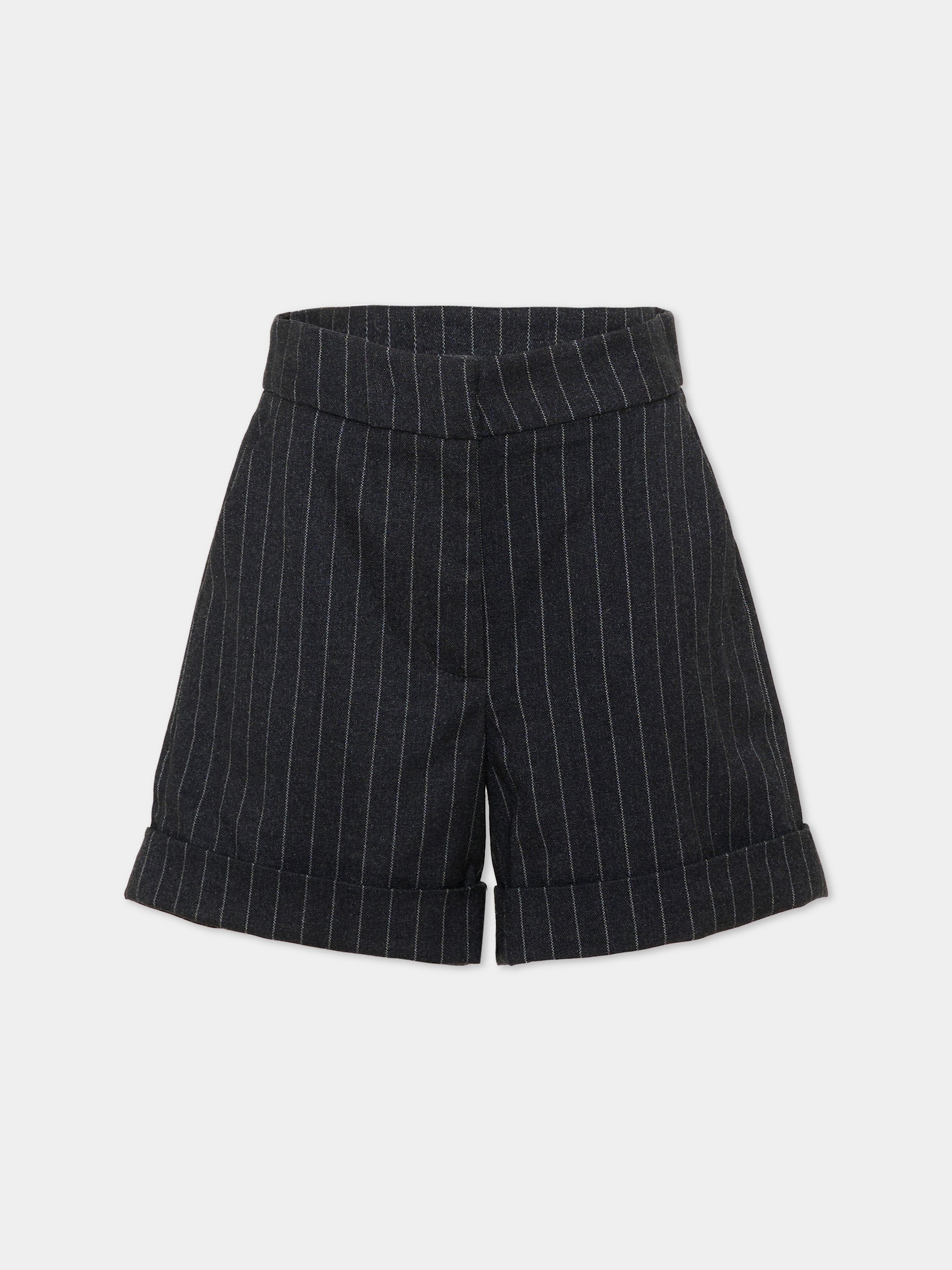 Shorts grigio per bambina a righe,Trussardi Junior,TGA26043SH GREY/O-WHT GREY