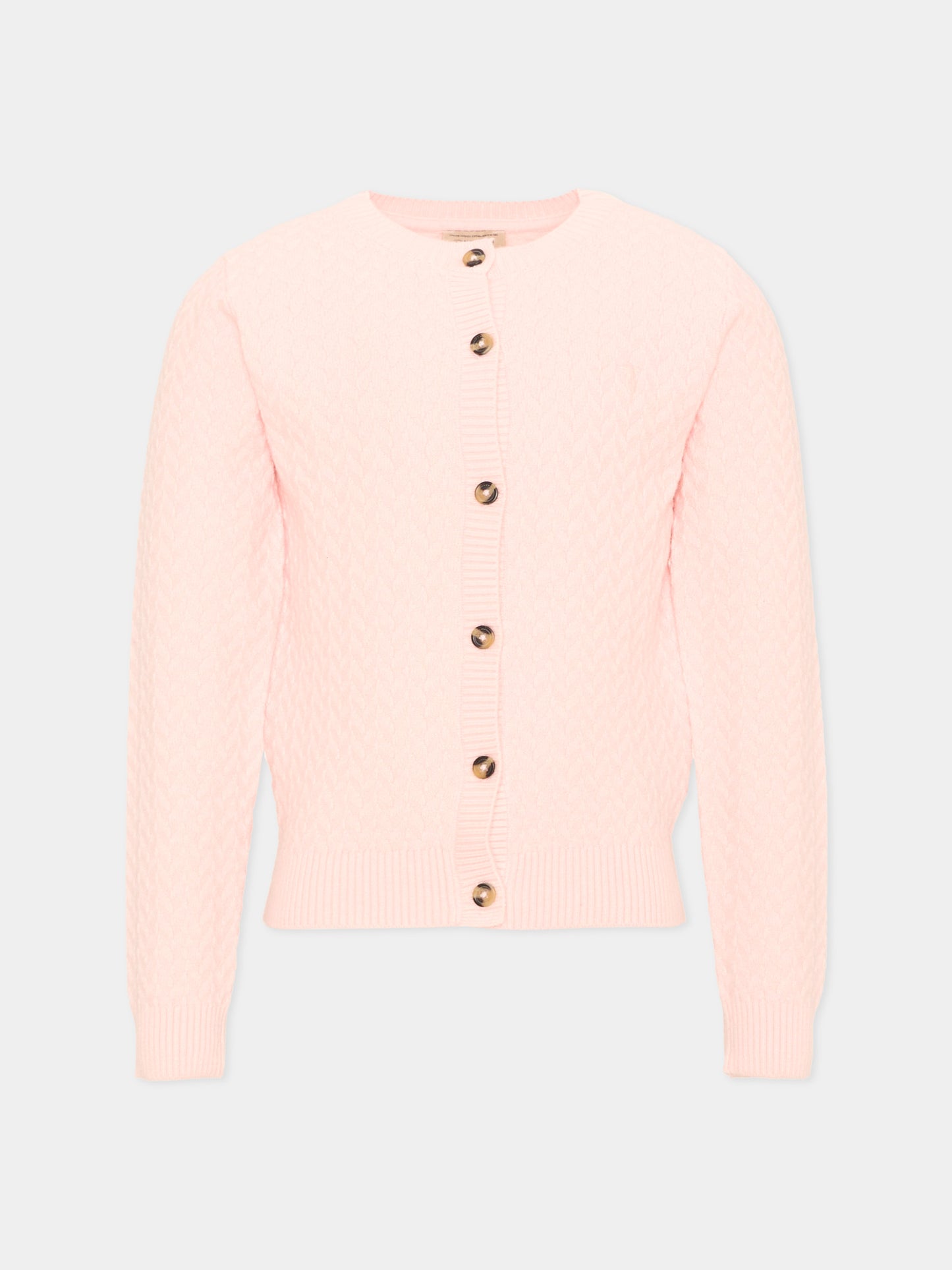 Cardigan rosa per bambina con logo,Trussardi Junior,TIA26022CD PINK_M.C. PINK MANGANO CALCITE