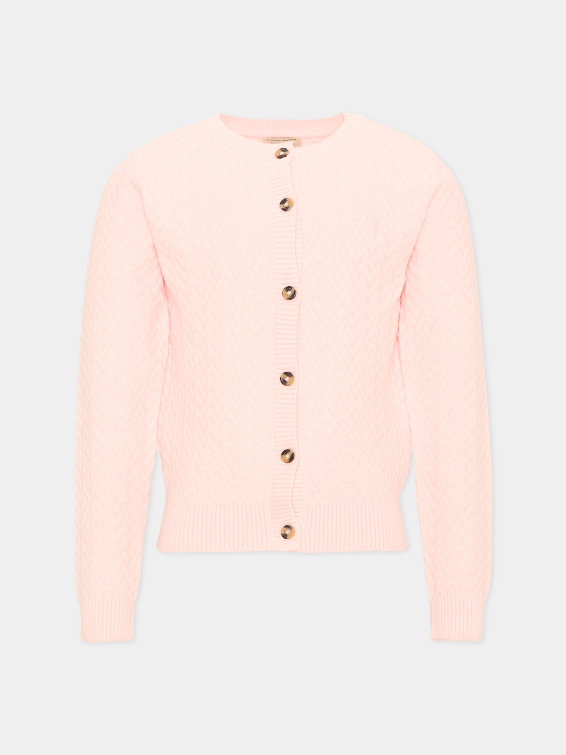 Cardigan rosa per bambina con logo,Trussardi Junior,TIA26022CD PINK_M.C. PINK MANGANO CALCITE