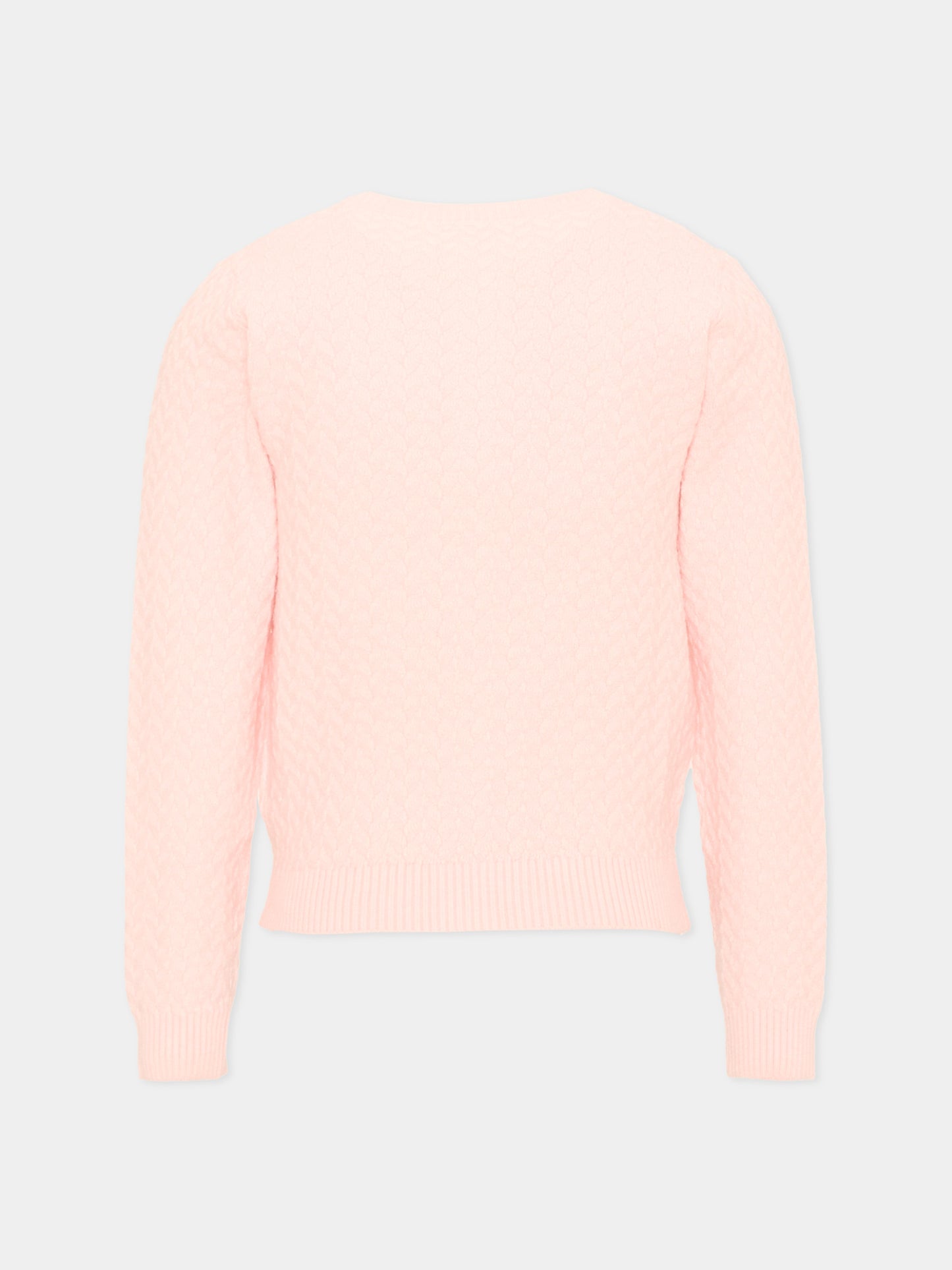 Cardigan rosa per bambina con logo,Trussardi Junior,TIA26022CD PINK_M.C. PINK MANGANO CALCITE