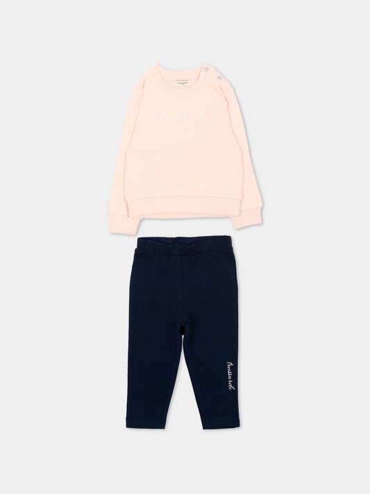 Completo sportivo rosa per neonata con logo,Trussardi Junior,TIA26034CF BLUSH/BL.N BLUSH