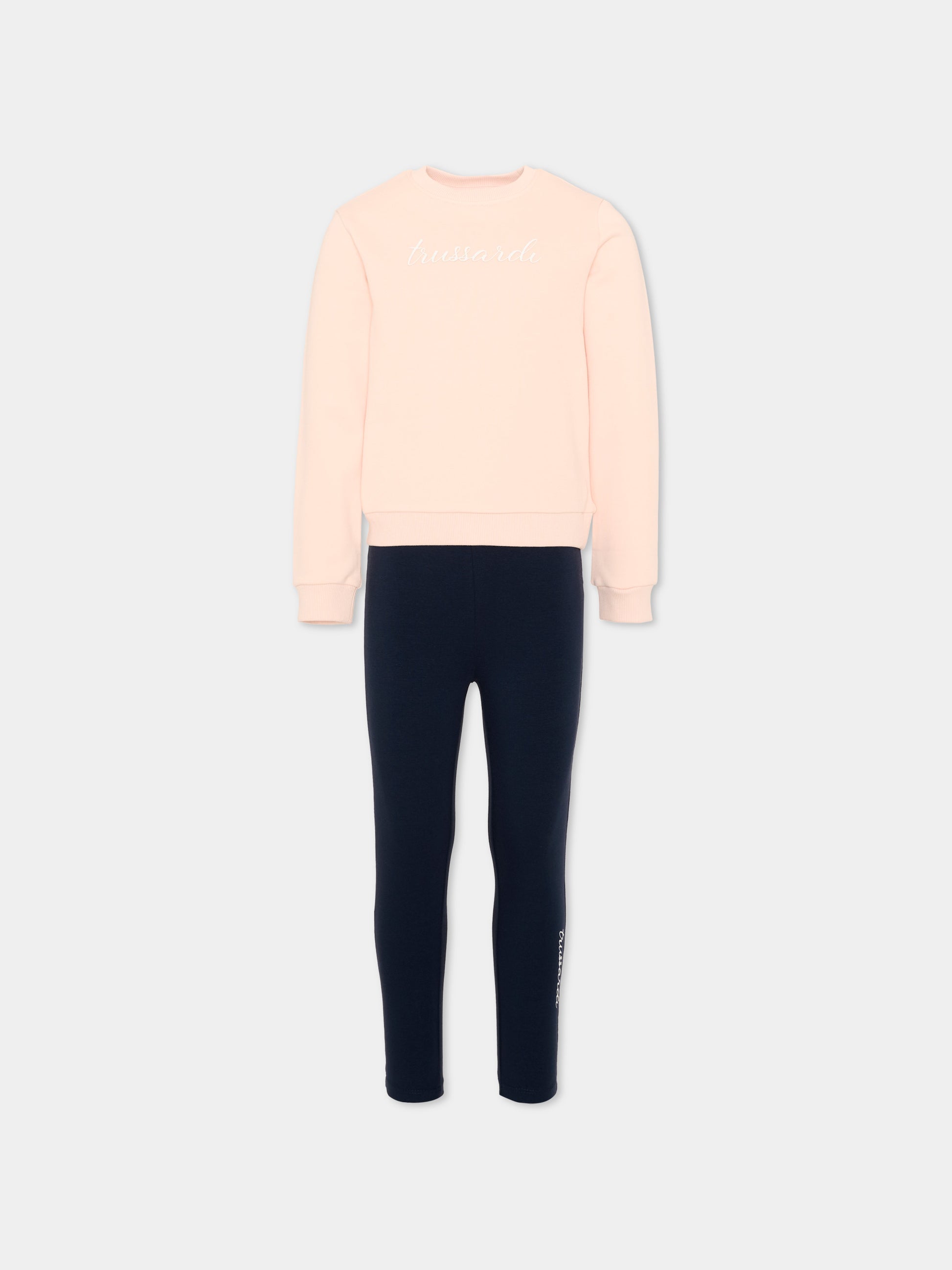 Completo sportivo rosa per bambina con logo,Trussardi Junior,TIA26034CF BLUSH/BL.N BLUSH