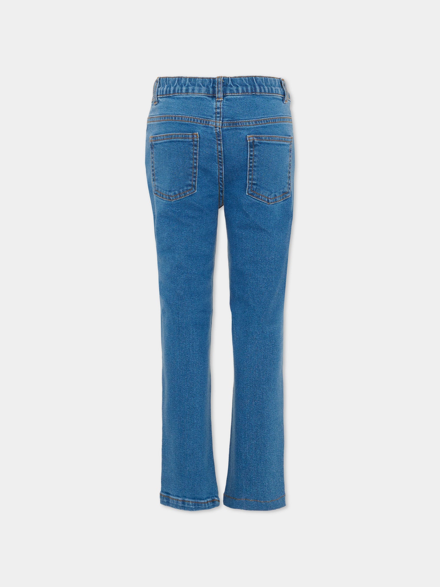 Jeans denim per bambina con ricamo,Trussardi Junior,TIA26032JE D.BLUE_LIG DENIM BLUE LIGHT