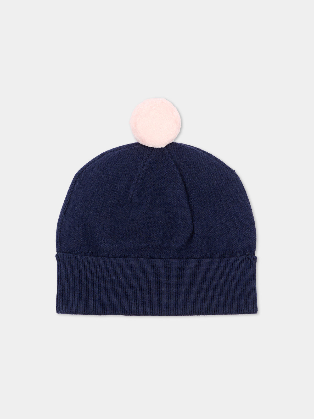 Berretto blu per neonata con pompon,Trussardi Junior,TIA26024HA BLUE_N/O-W BLUE NAVAL