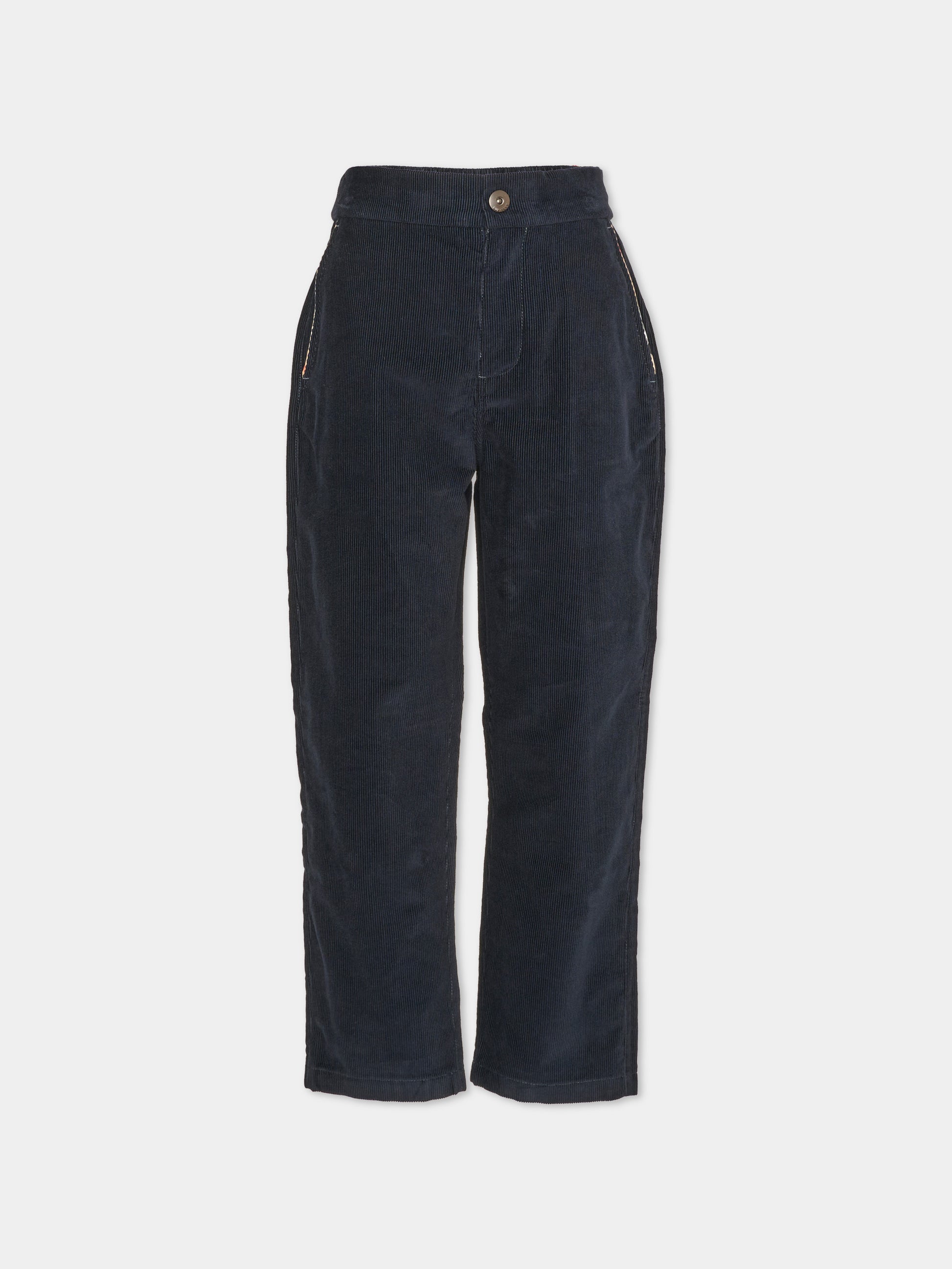 Pantalone blu per bambini in velluto,Burberry Kids,8131118 C3795