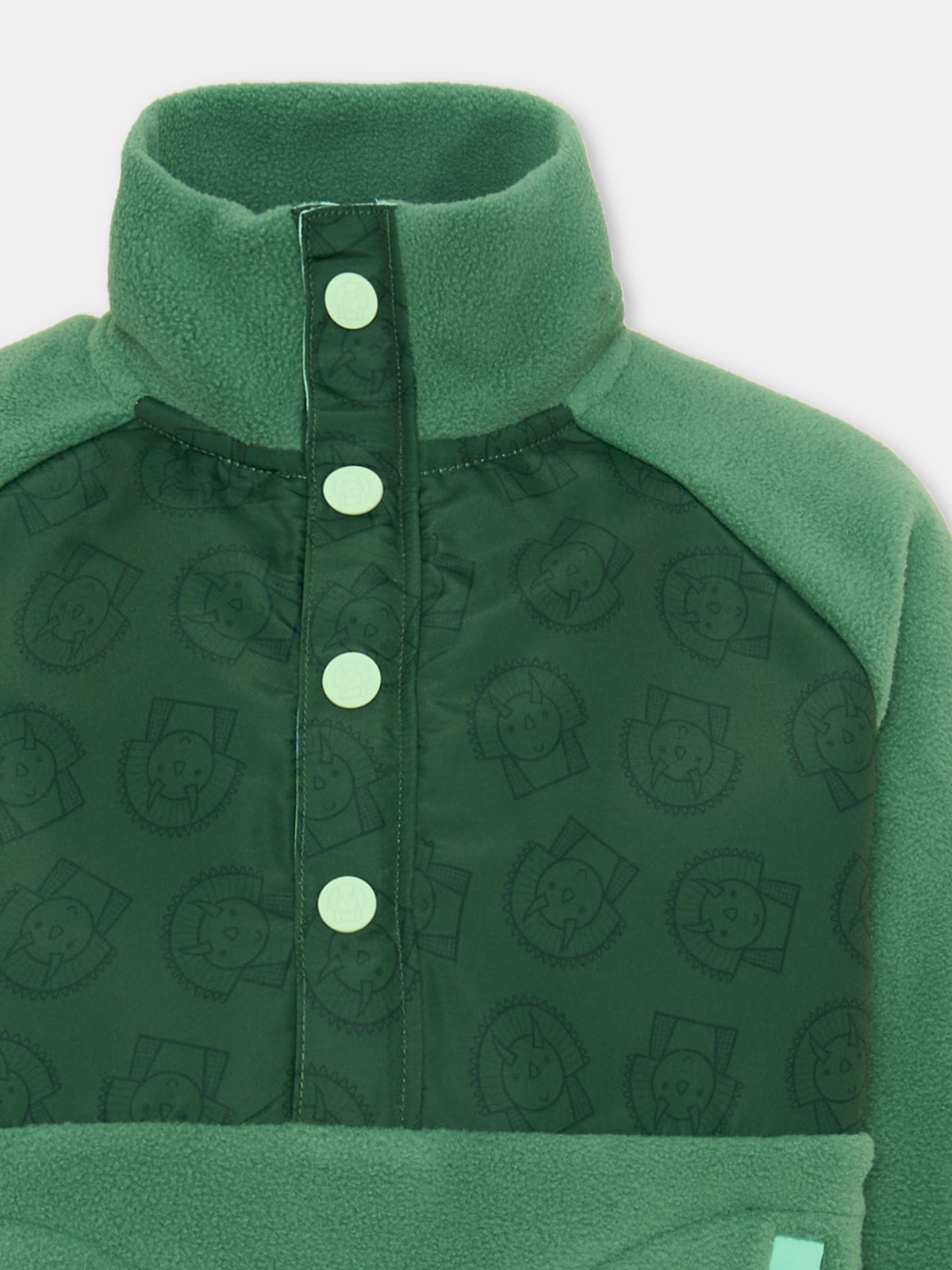 Felpa girocollo verde Spike the Dino per bambino,Roarsome,SPIKE THE DINO MID LAYER FLEECE