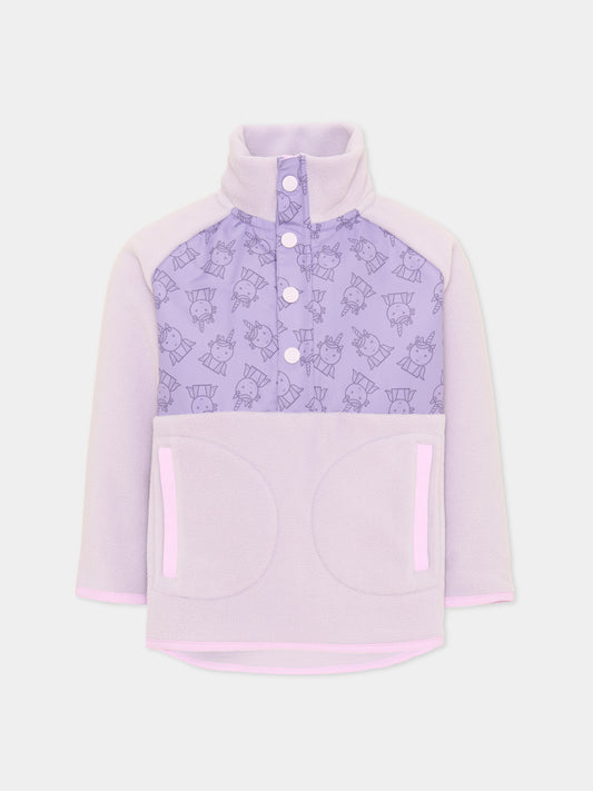 Felpa girocollo lilla Sparkle The Unicorn per bambina,Roarsome,SPARKLE THE UNICORN MID LAYER FLEECE