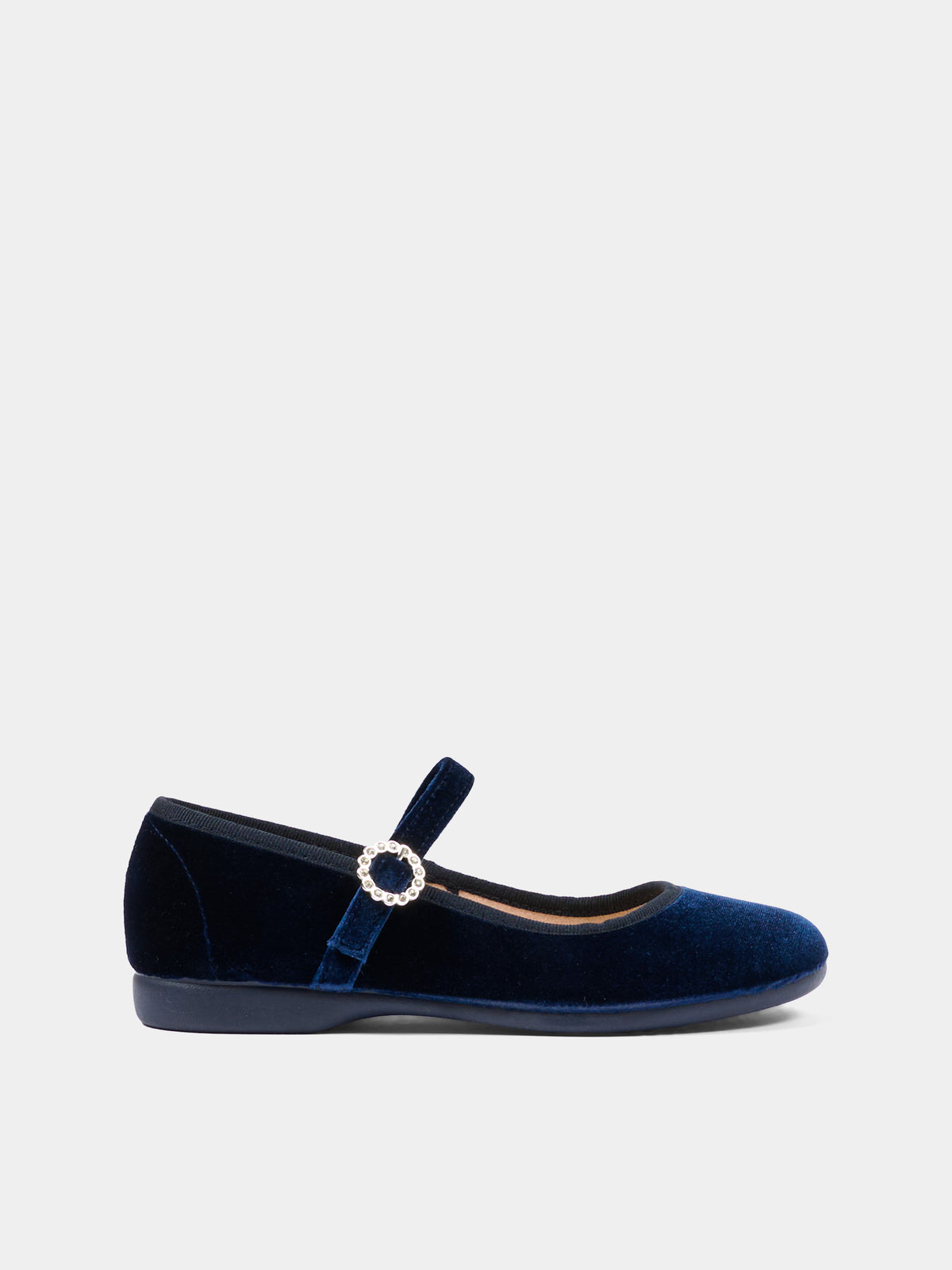 Ballerine blu per bambina in velluto con cinturino,Pisamonas,1439 AZUL MARINO