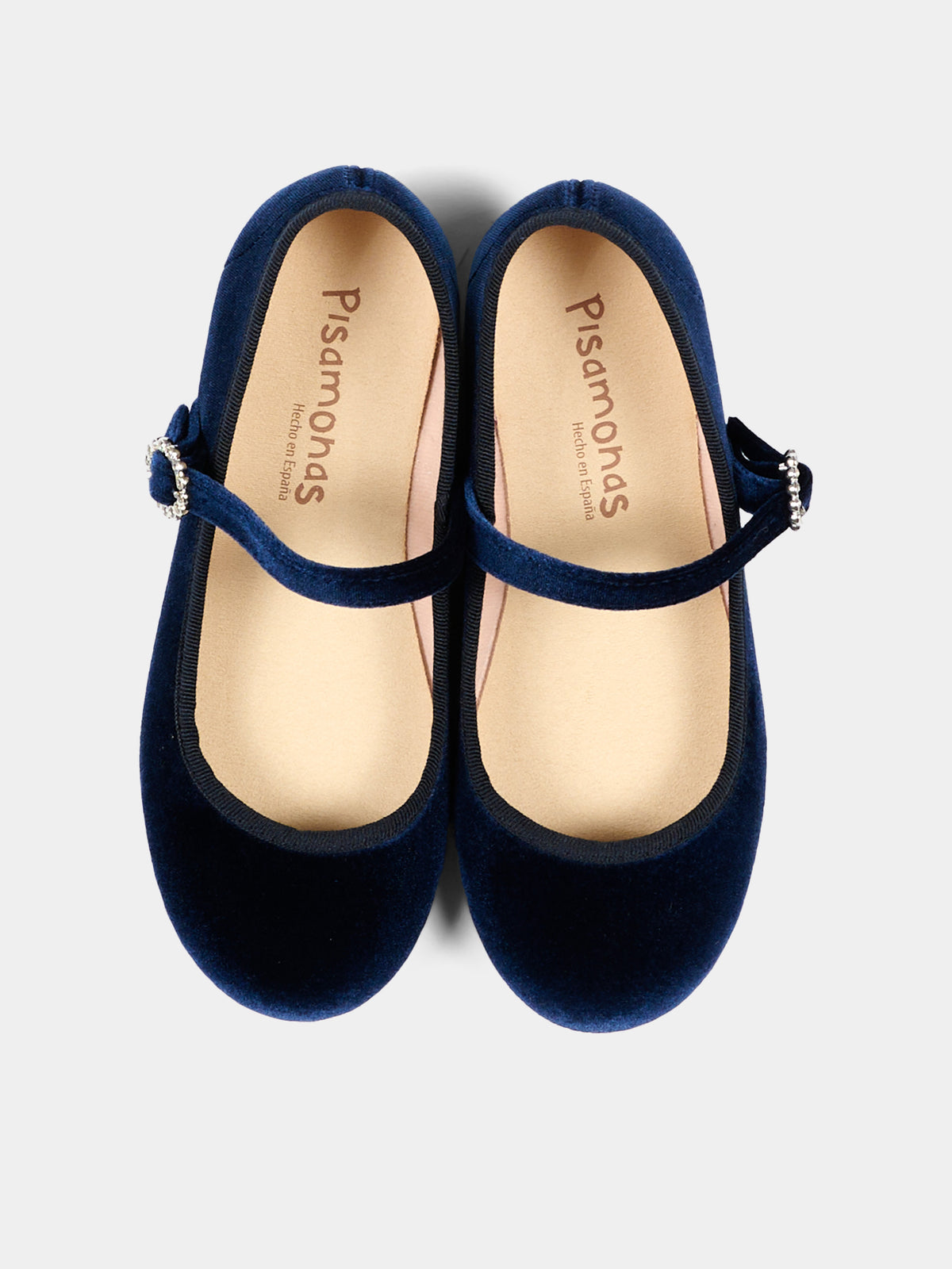 Ballerine blu per bambina in velluto con cinturino,Pisamonas,1439 AZUL MARINO