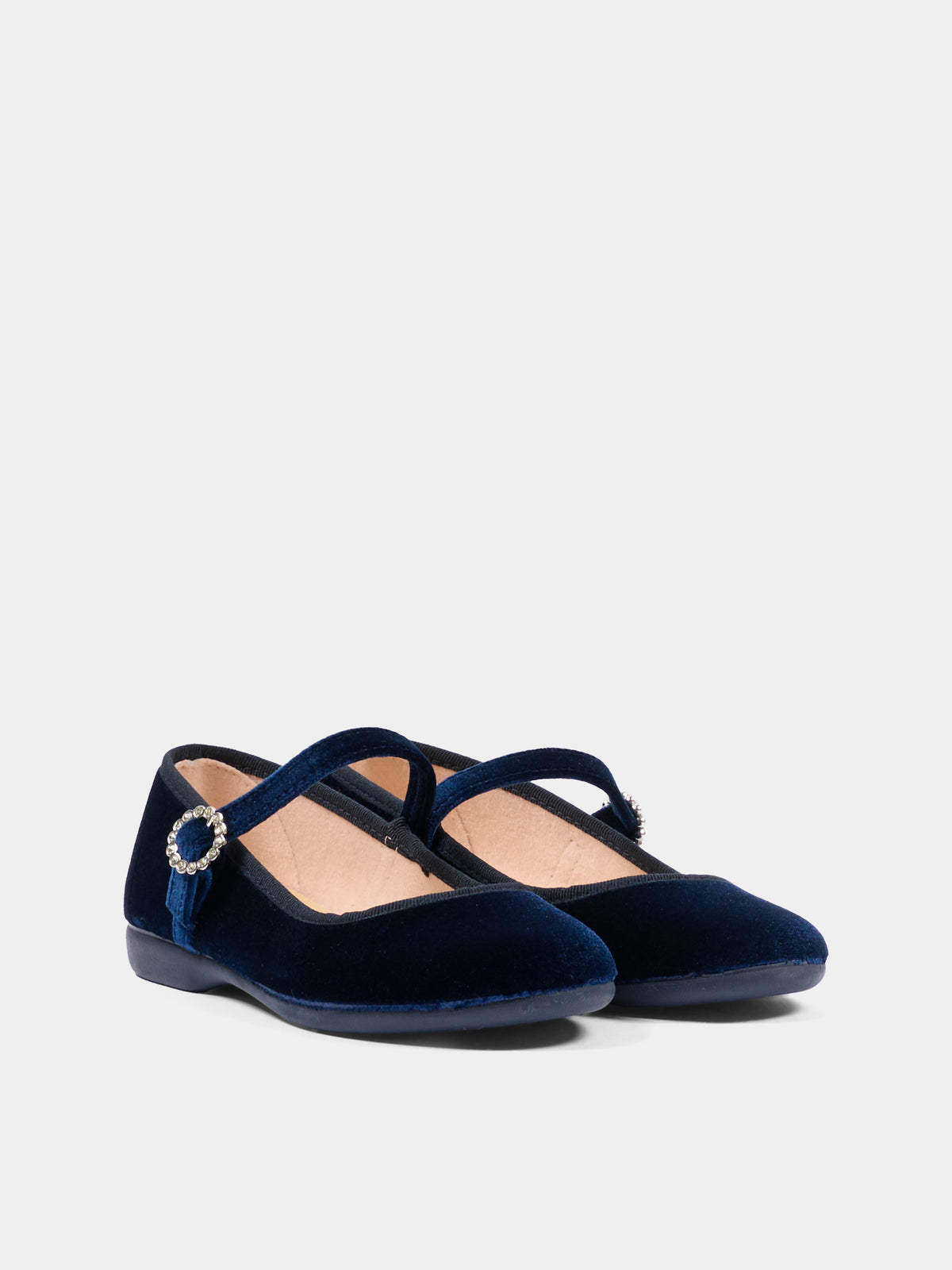 Ballerine blu per bambina in velluto con cinturino,Pisamonas,1439 AZUL MARINO