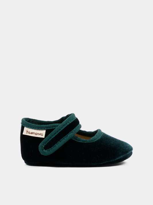 Ballerine verdi per neonata in velluto,Pisamonas,1291 VERDE