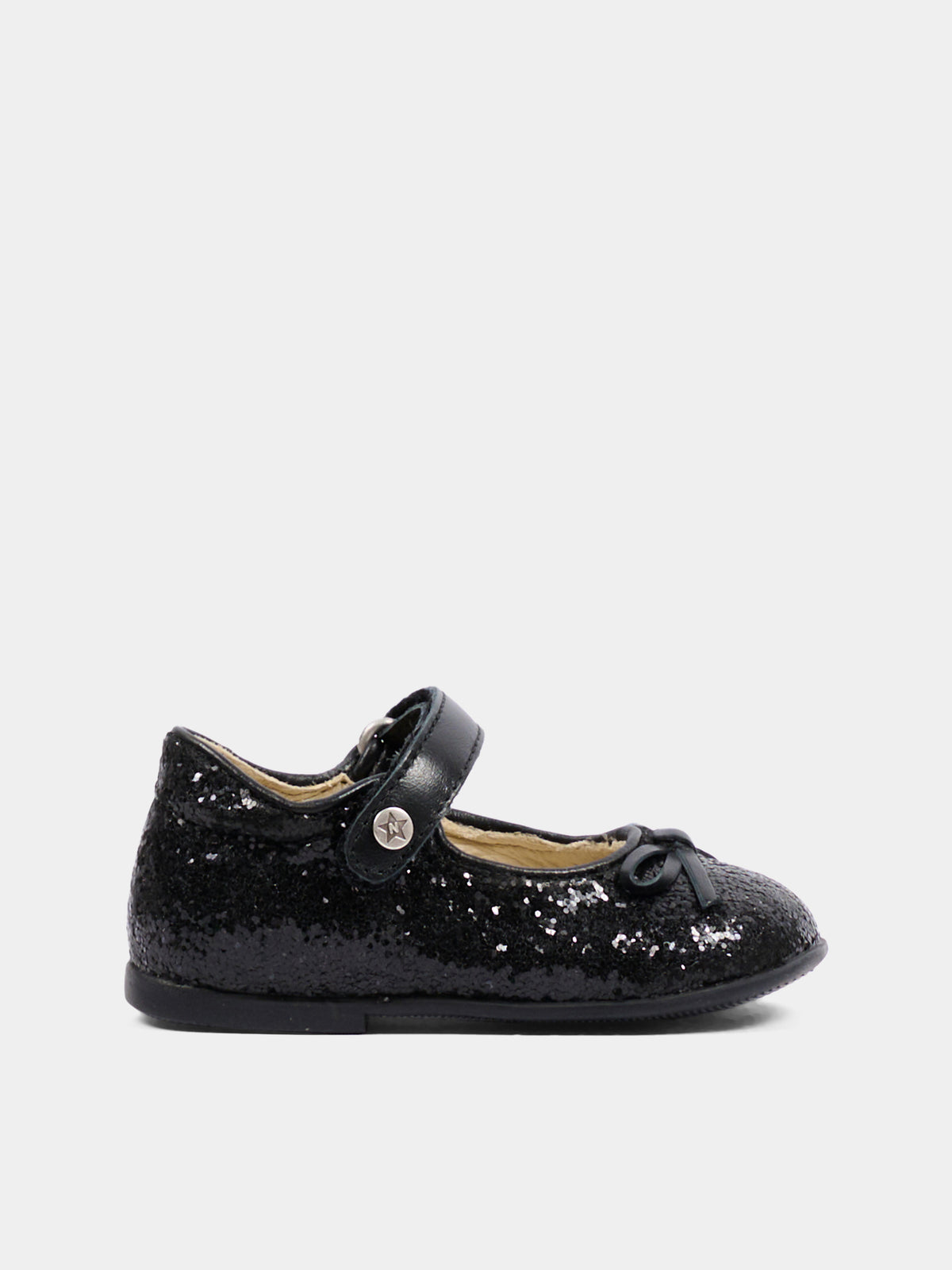 Ballerine nere per neonata glitterate,Naturino,001 2012962 93 0A01