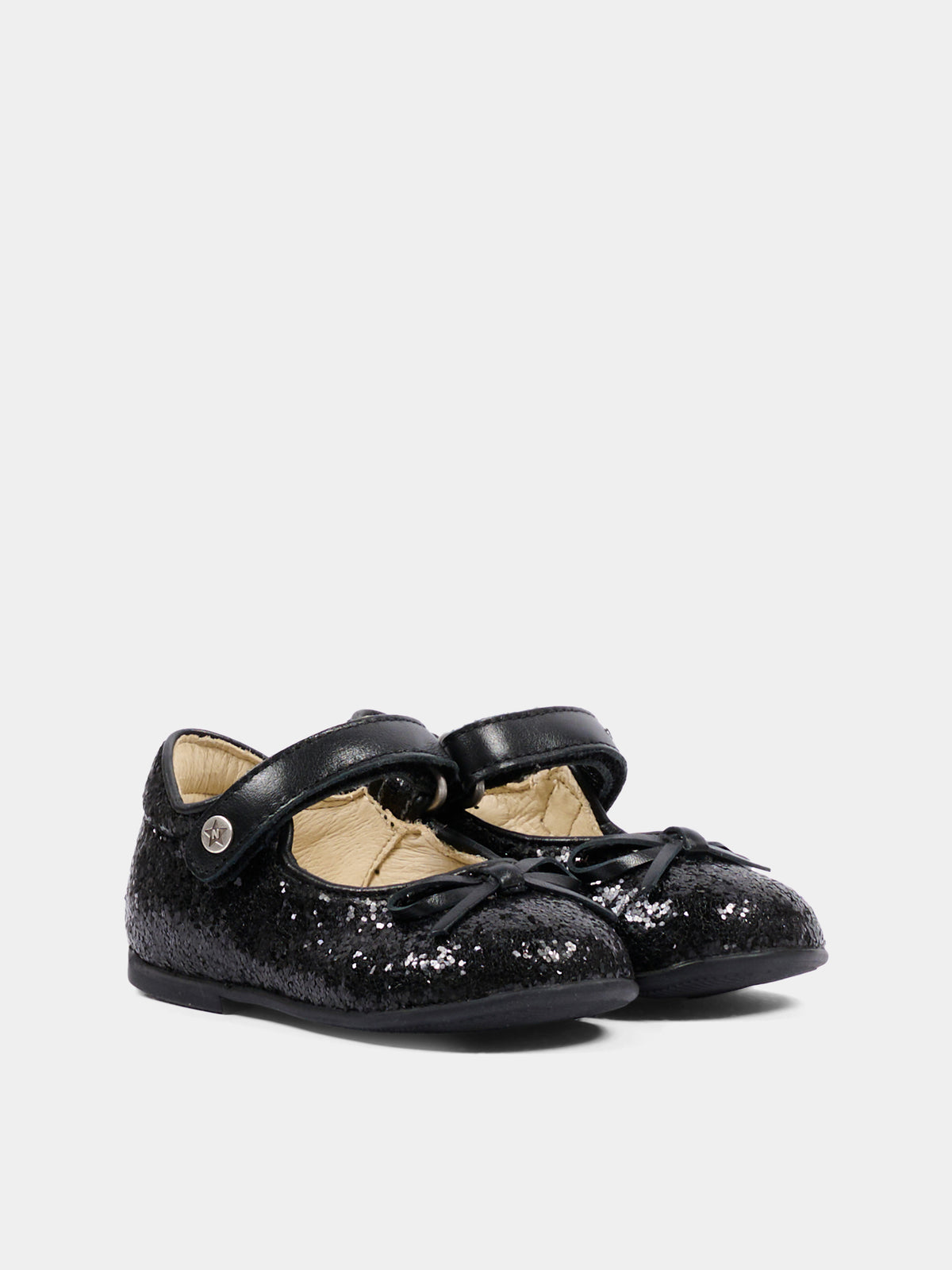 Ballerine nere per neonata glitterate,Naturino,001 2012962 93 0A01