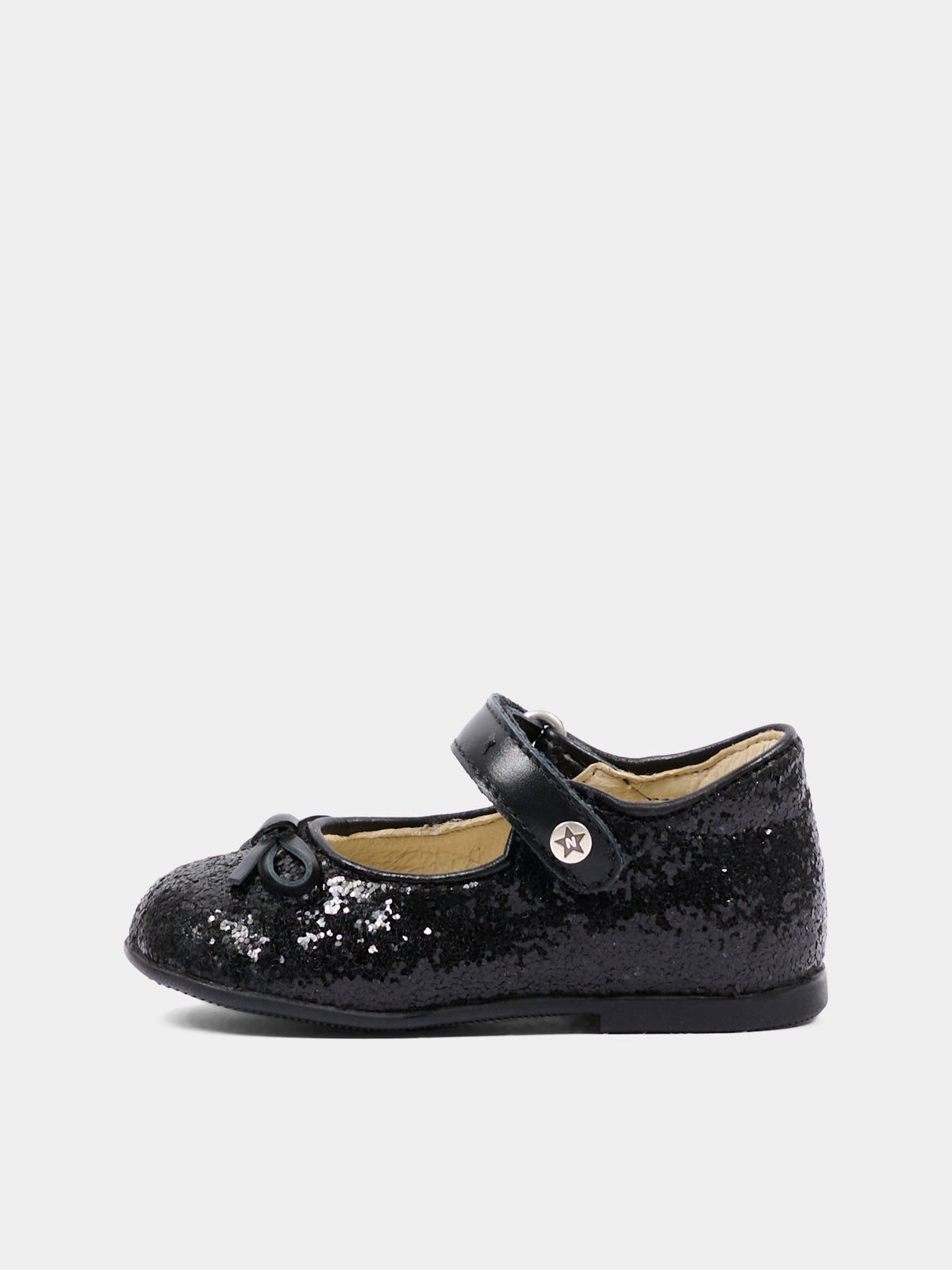 Ballerine nere per neonata glitterate,Naturino,001 2012962 93 0A01