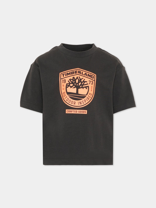 T-shirt grigia per bambino con logo,Timberland,T60791 066