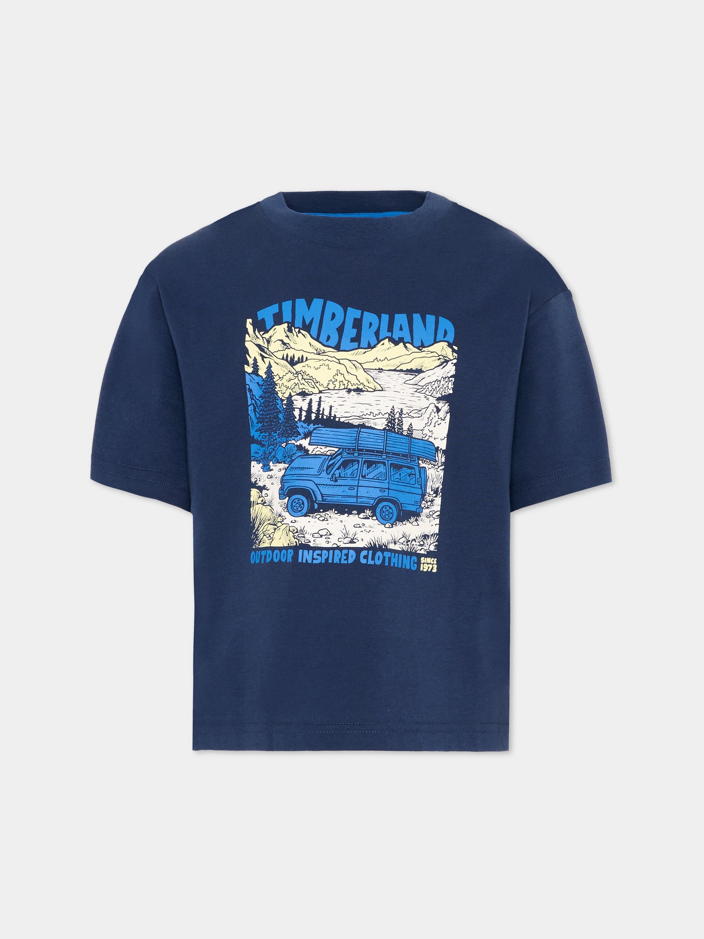 T-shirt blu per bambino con stampa,Timberland,T60795 805