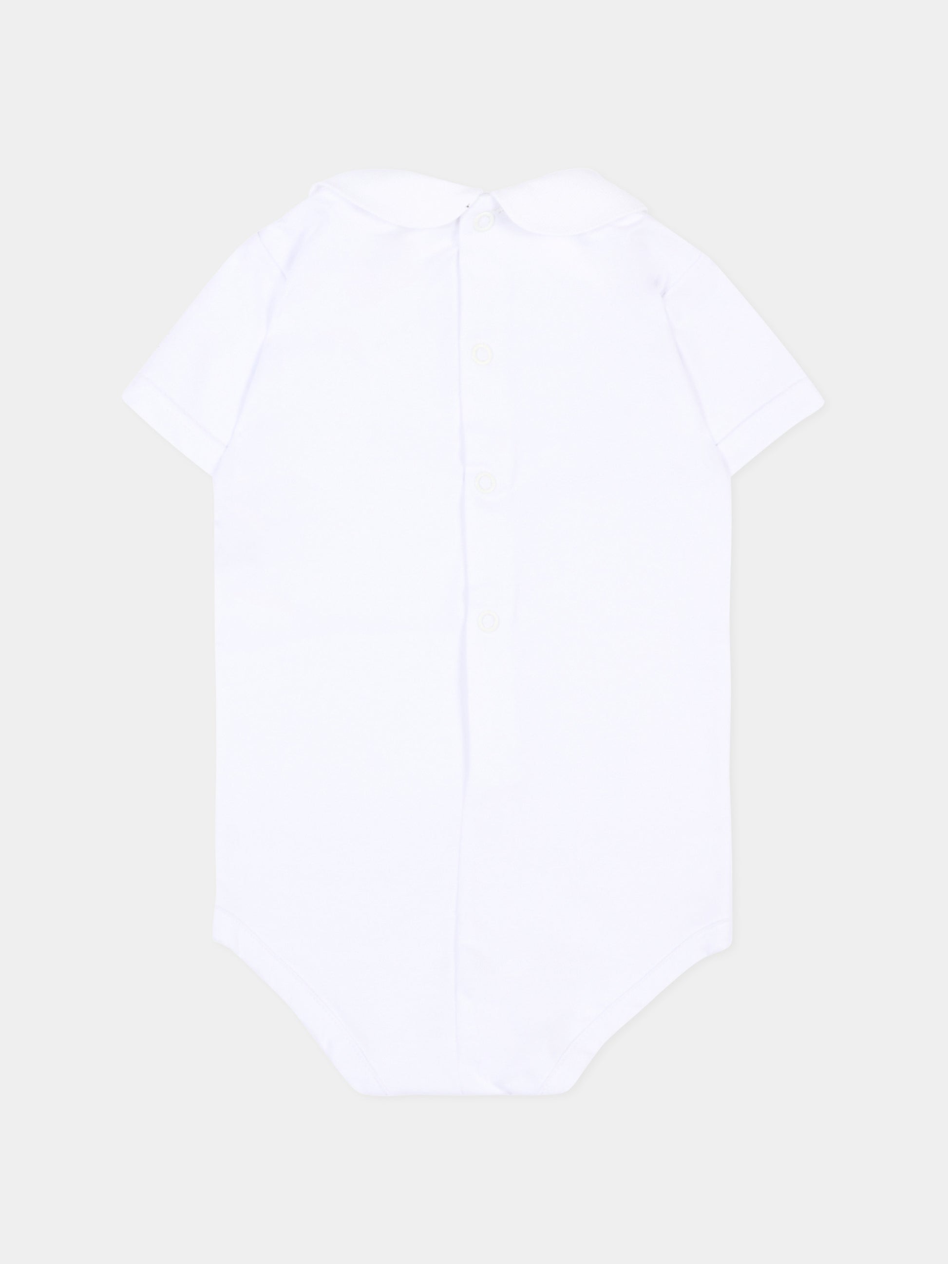 Body bianco per neonata con colletto,Little Bear,8020 BCO/ROSA