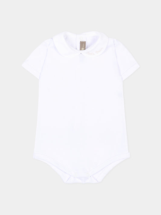 Body bianco per neonati con colletto,Little Bear,8020 BCO/BURRO