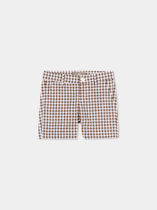 Pantaloni marroni per neonati vichy