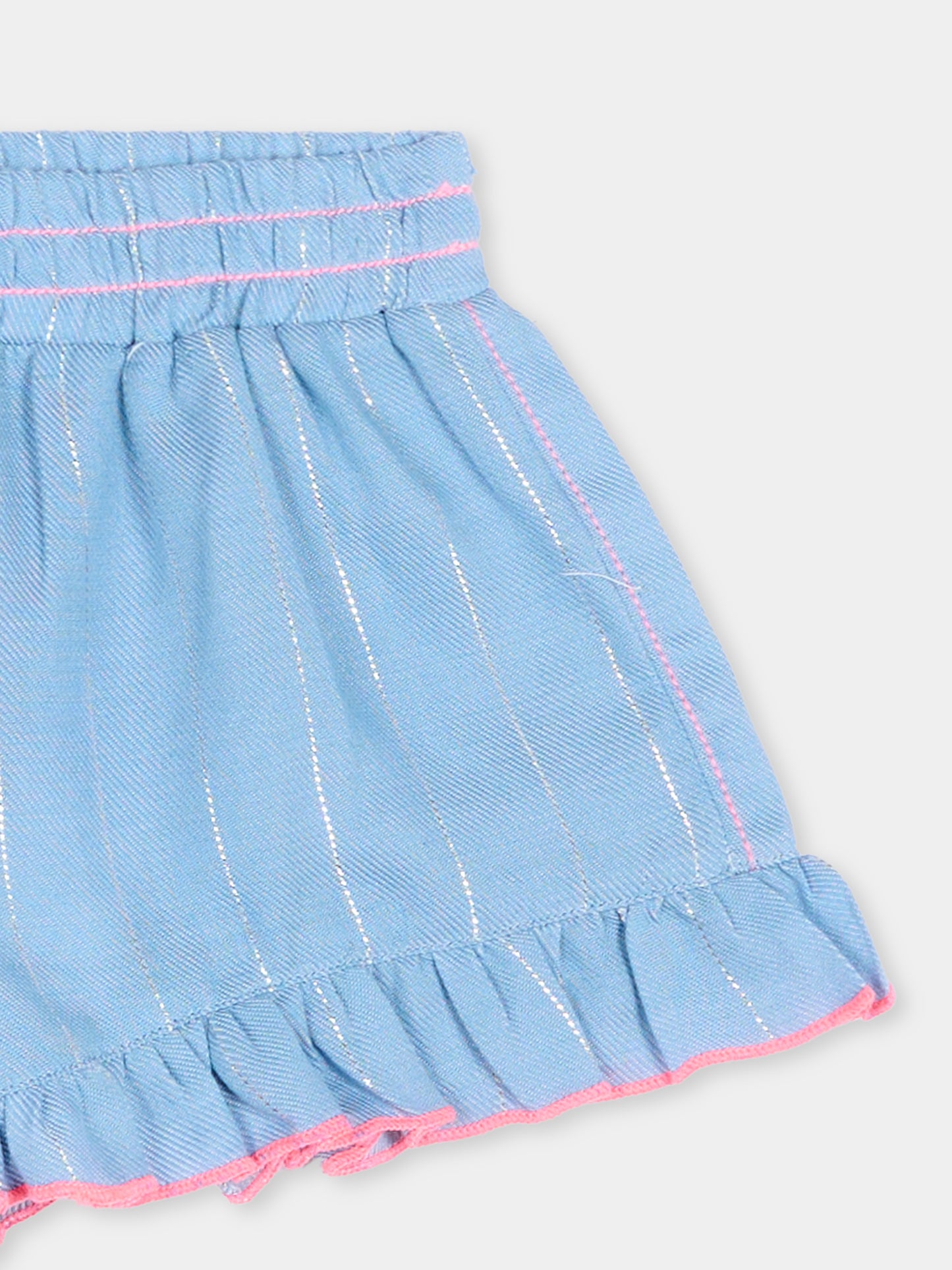 Shorts denim per neonata con rouches,Billieblush,U21783 Z04