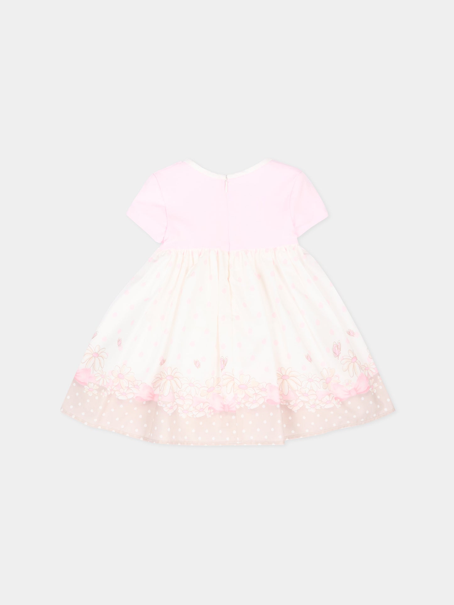 Vestito avorio per neonata floreale,Monnalisa,31G912 7667 019M
