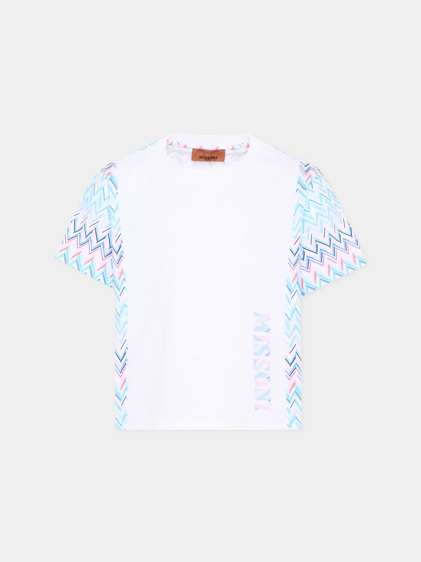 T-shirt bianca per bambina chevron,Missoni,MY8A11 Z3672 100MC