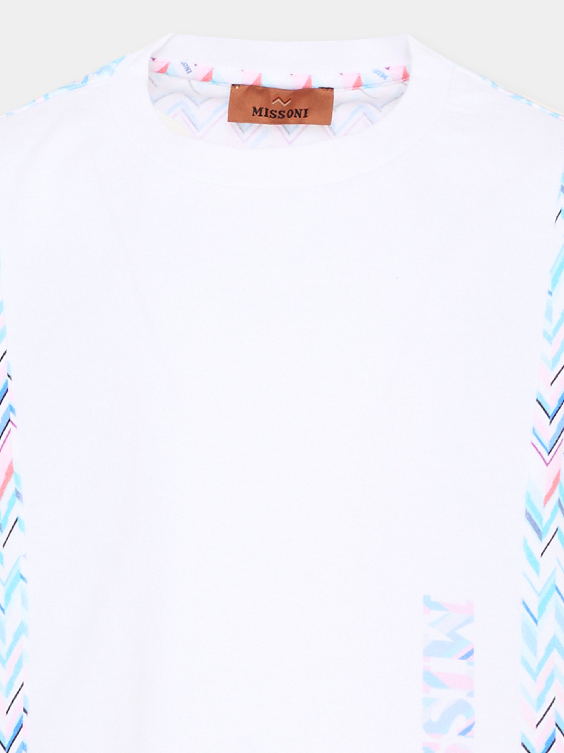T-shirt bianca per bambina chevron,Missoni,MY8A11 Z3672 100MC