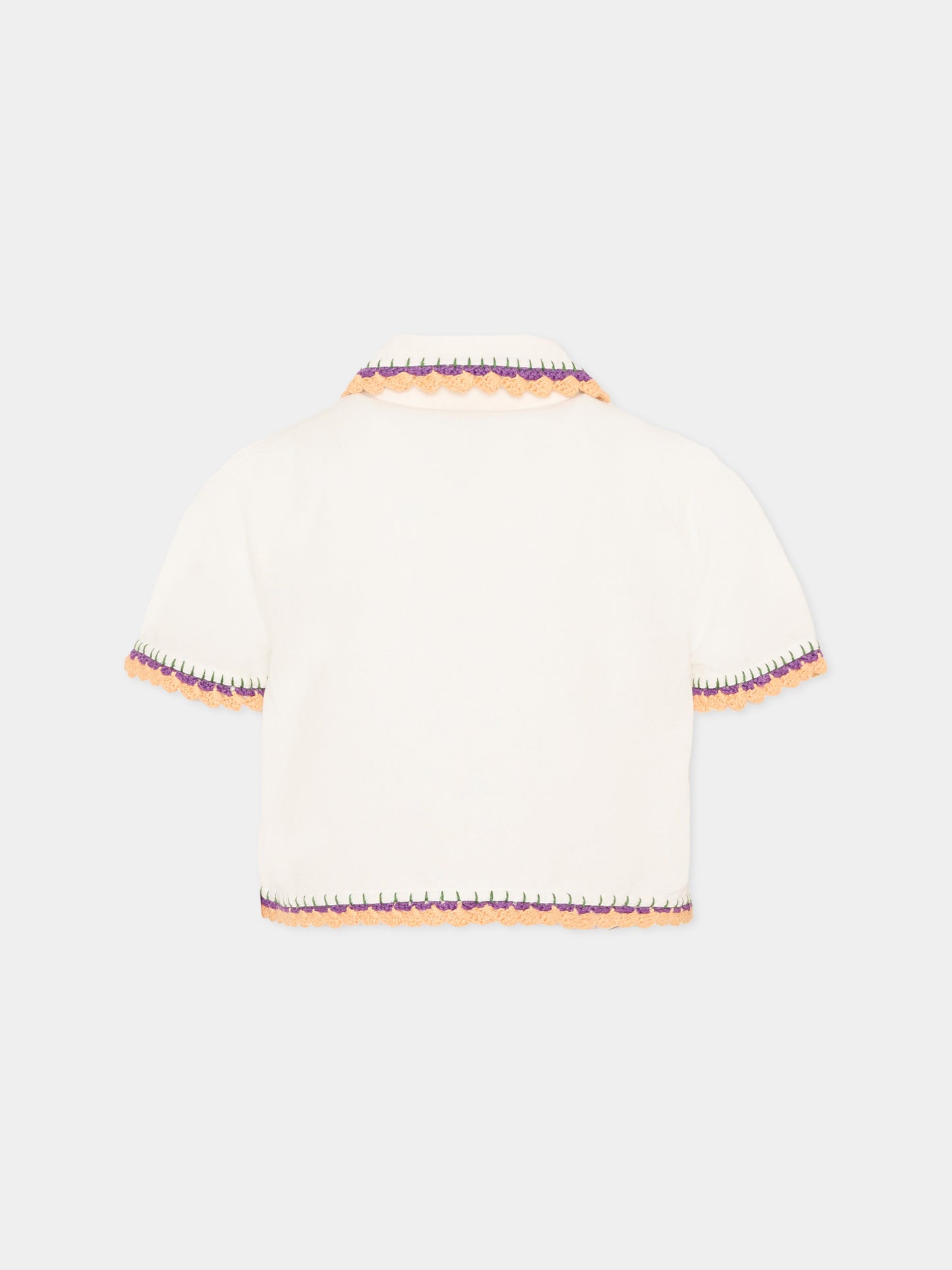 Camicia avorio per bambina con ricami,Stella Mccartney Kids,TY5A61 Z0138 101