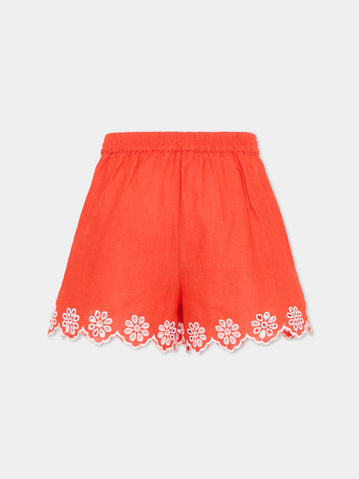 Shorts rossi per bambina con ricamo,Stella Mccartney Kids,TY6E89 Z0138 426
