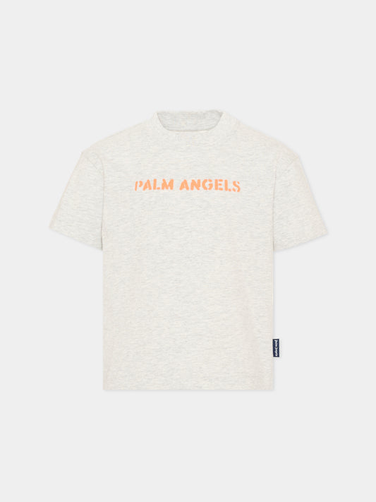 T-Shirt grigia per bambino con logo,Palm Angels,PBAA003S26JER007 101