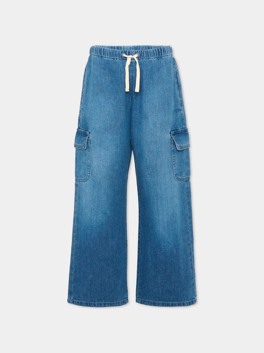 Pantaloni casual celesti per bambino con logo,Palm Angels,PBYB008S26DEN001 050