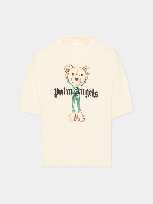 T-Shirt avorio teddy bear Palm Angels per bambino,Palm Angels,PBAA002S26JER004 002