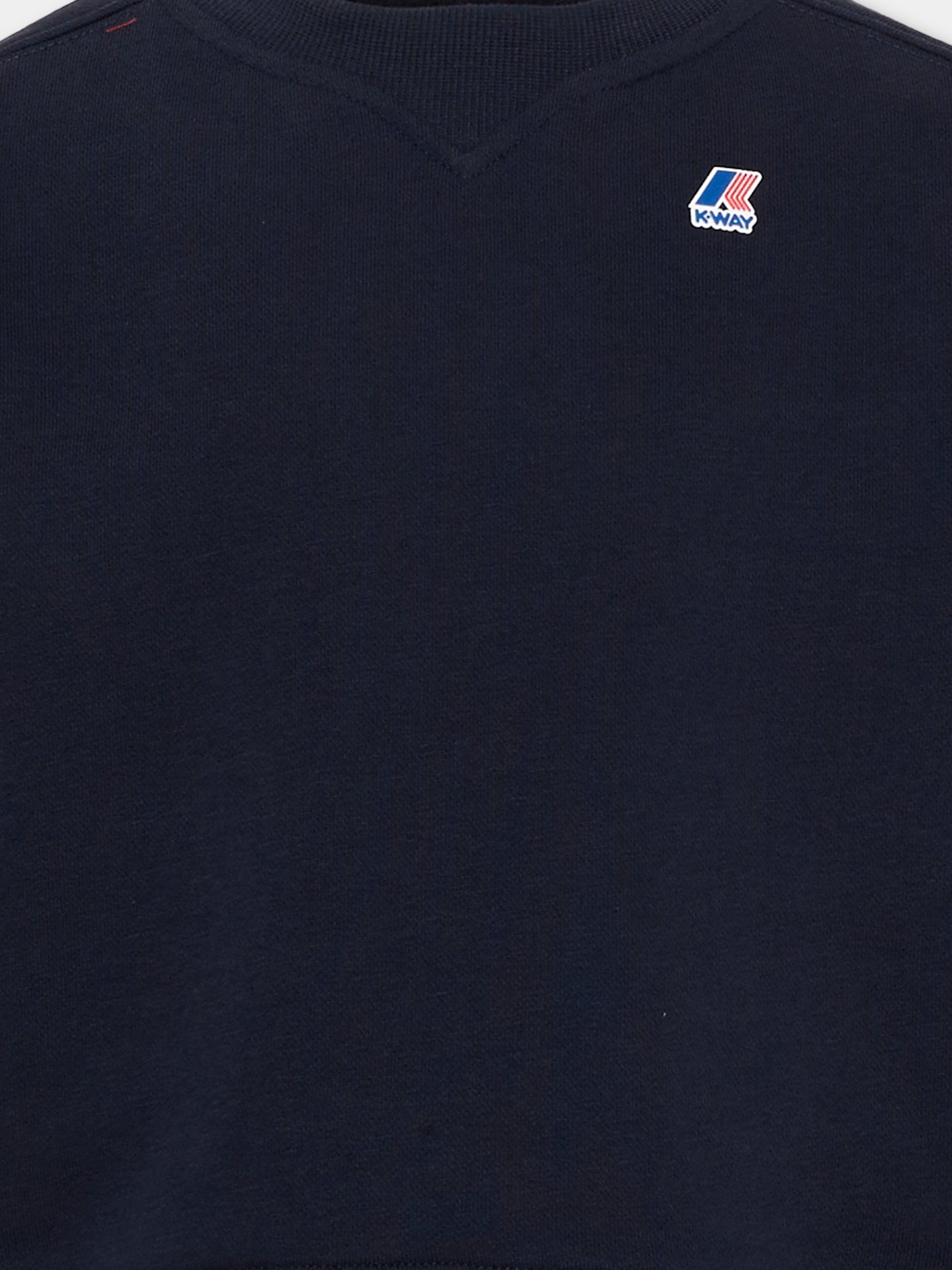 Felpa blu per bambini con logo,K-way,K2134CW K89