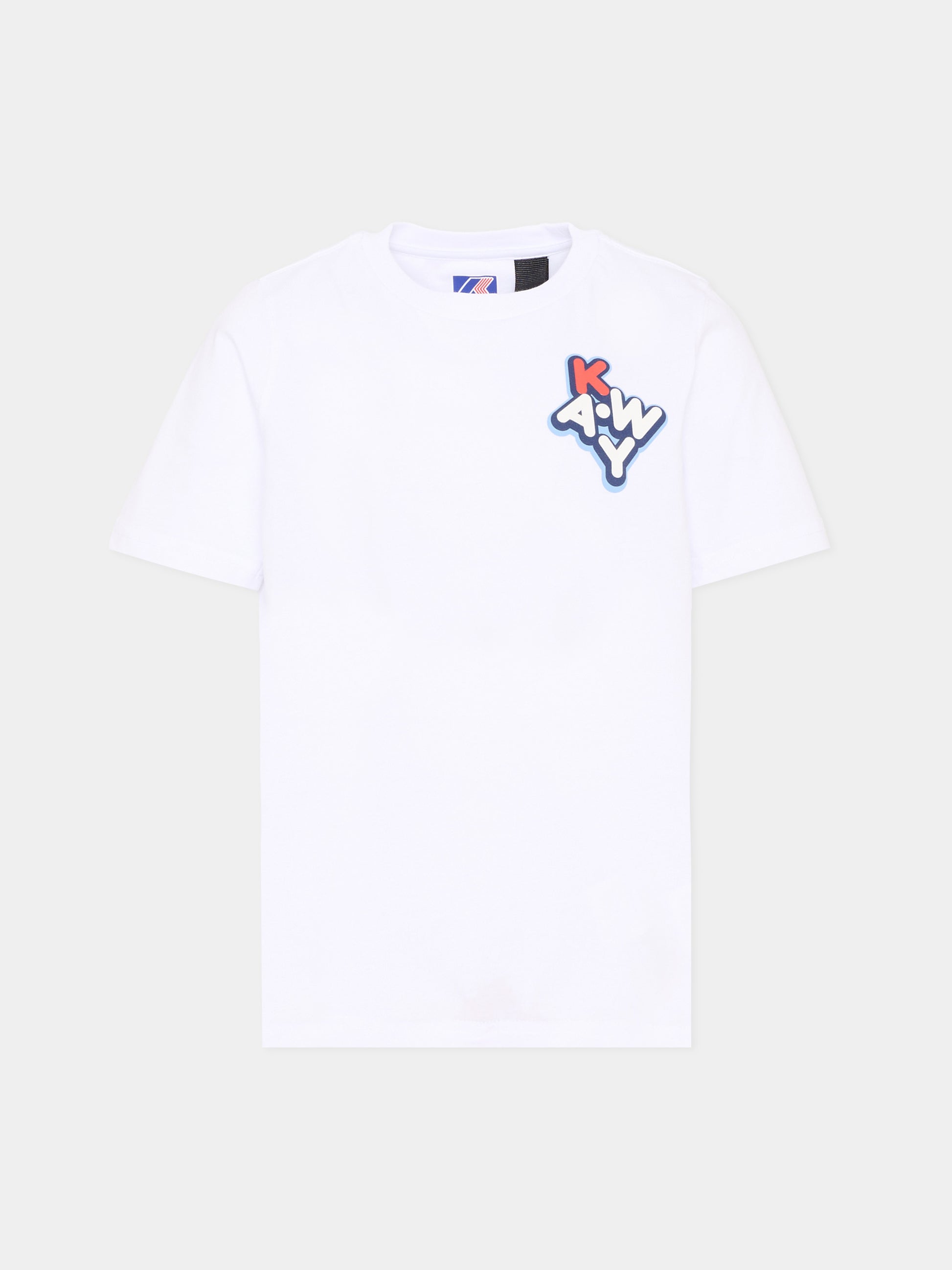 T-shirt bianca per bambini con logo,K-way,K4146DW 001
