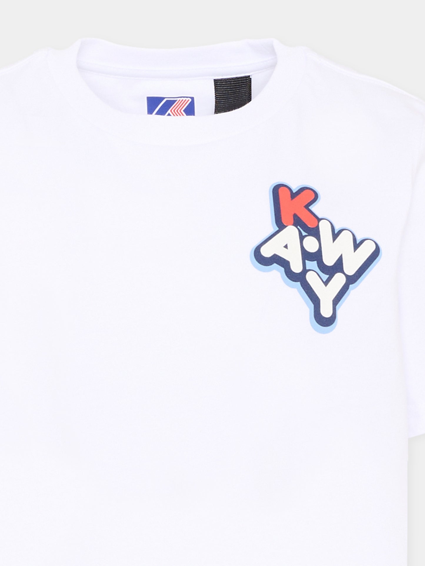 T-shirt bianca per bambini con logo,K-way,K4146DW 001