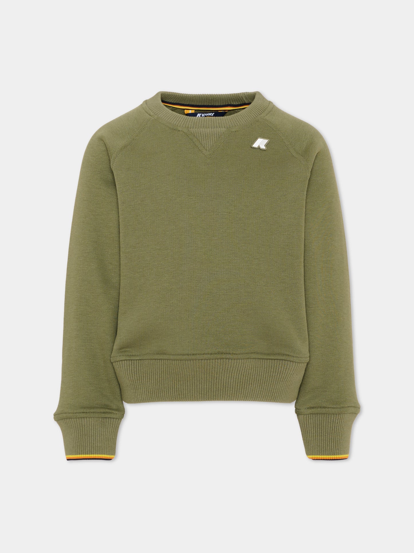 Felpa verde per bambino con logo,K-way,K2148LW V15