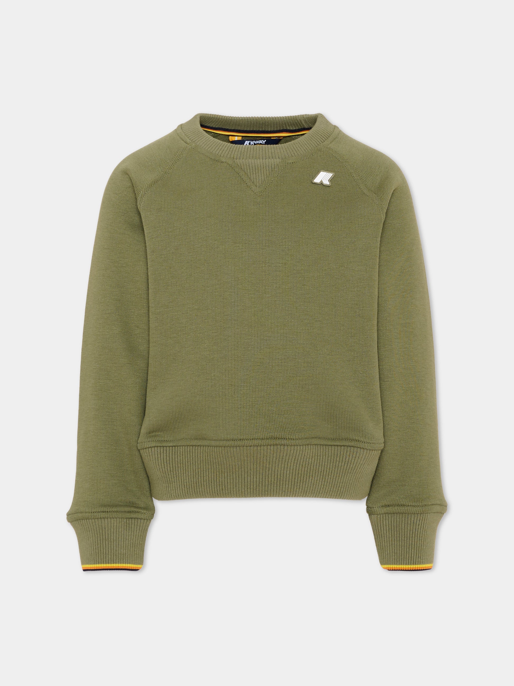 Felpa verde per bambino con logo,K-way,K2148LW V15