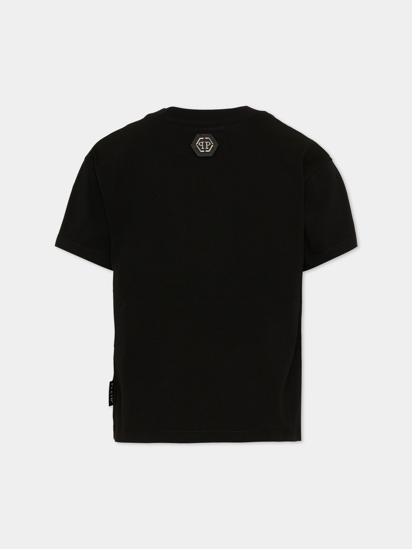 T-Shirt nera per bambino con logo,Philipp Plein Junior,F6PHJBTH149 110