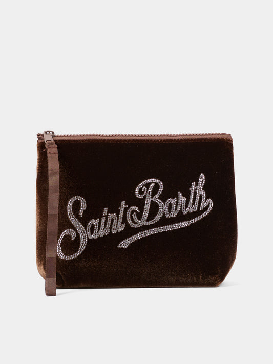 Pochette marrone per bambina con logo strass,Mc2 Saint Barth,ALI0014 02369M