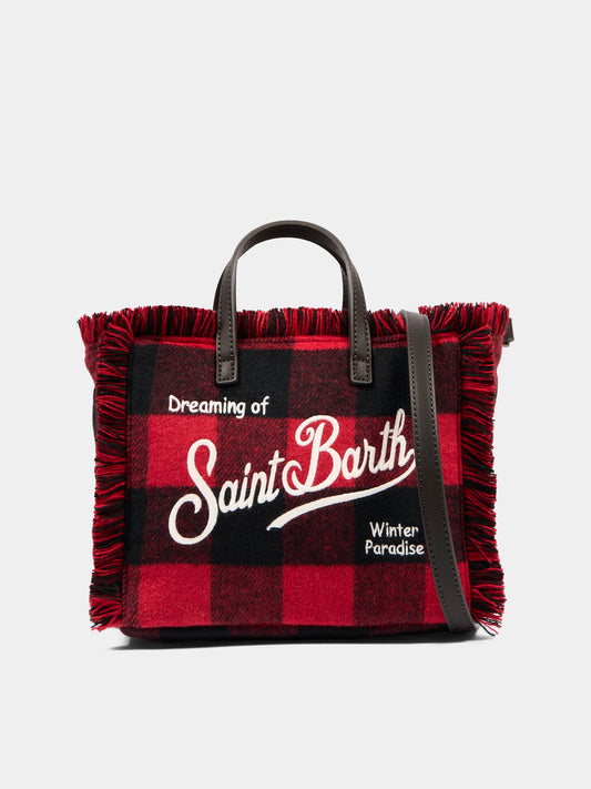 Borsa rossa Vanity Mini Wool tartan per bambina,Mc2 Saint Barth,VAMI031 02687M