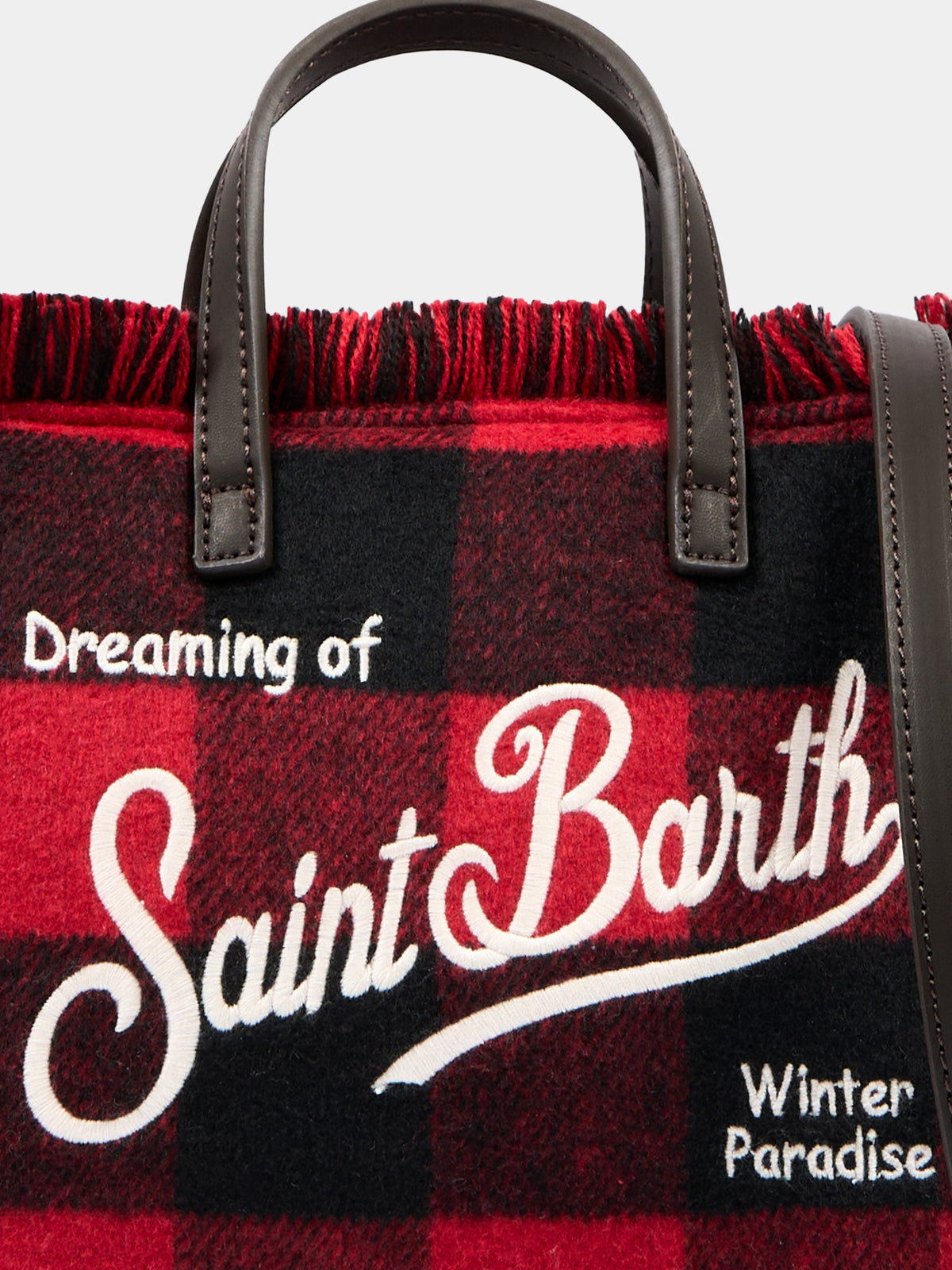 Borsa rossa Vanity Mini Wool tartan per bambina,Mc2 Saint Barth,VAMI031 02687M