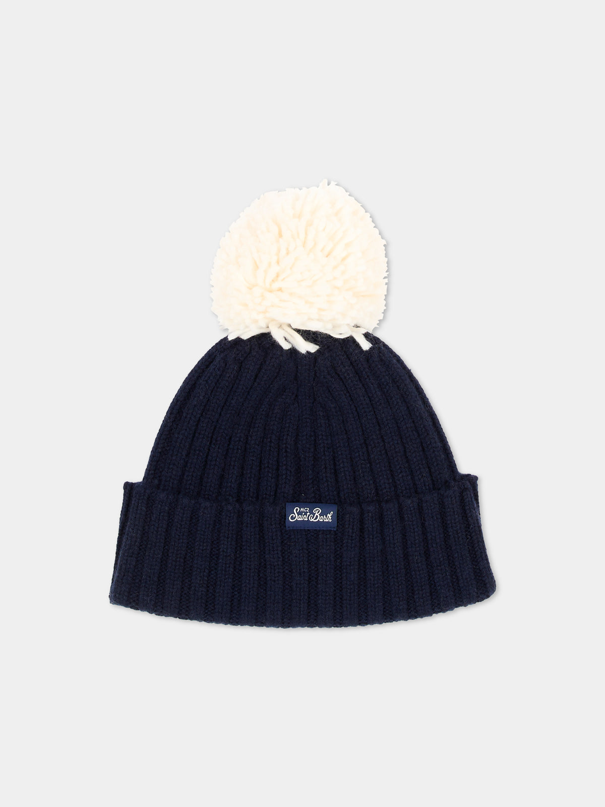 Berretto blu con pompon per bambini,Mc2 Saint Barth,WENG004 01451M