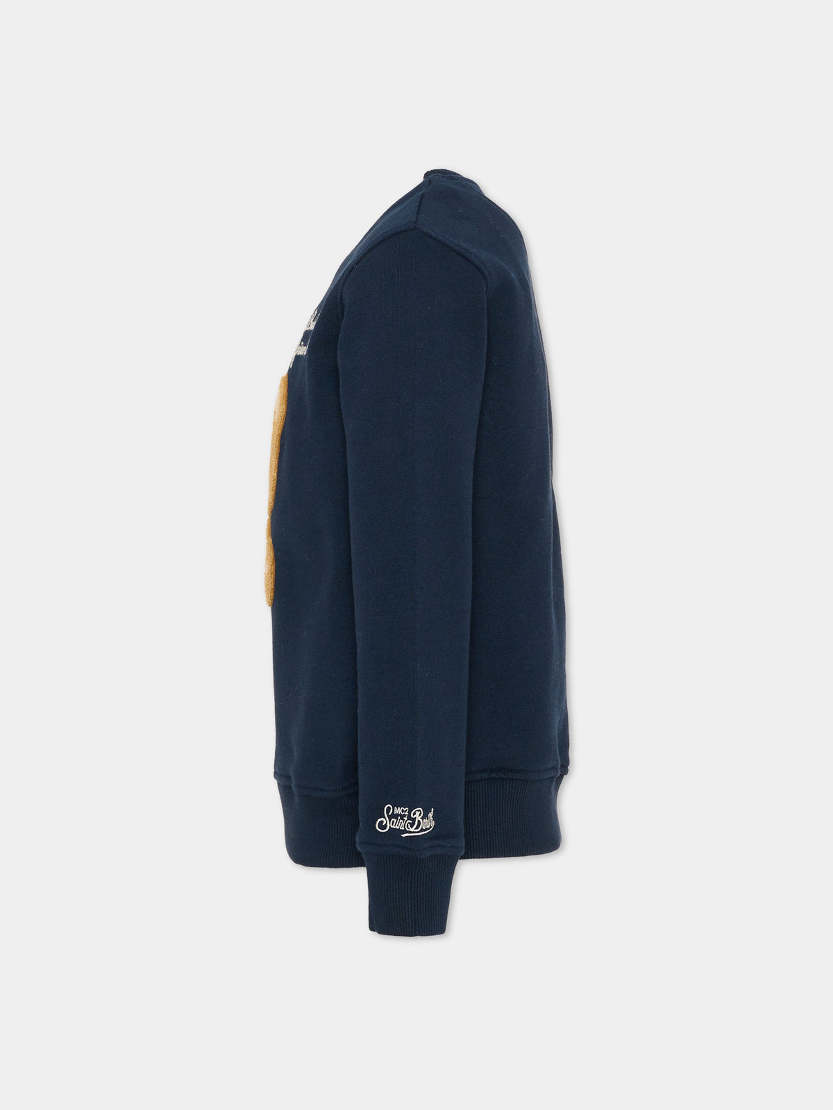 Felpa girocollo blu per bambino con orsetto,Mc2 Saint Barth,HUT0004 01129M