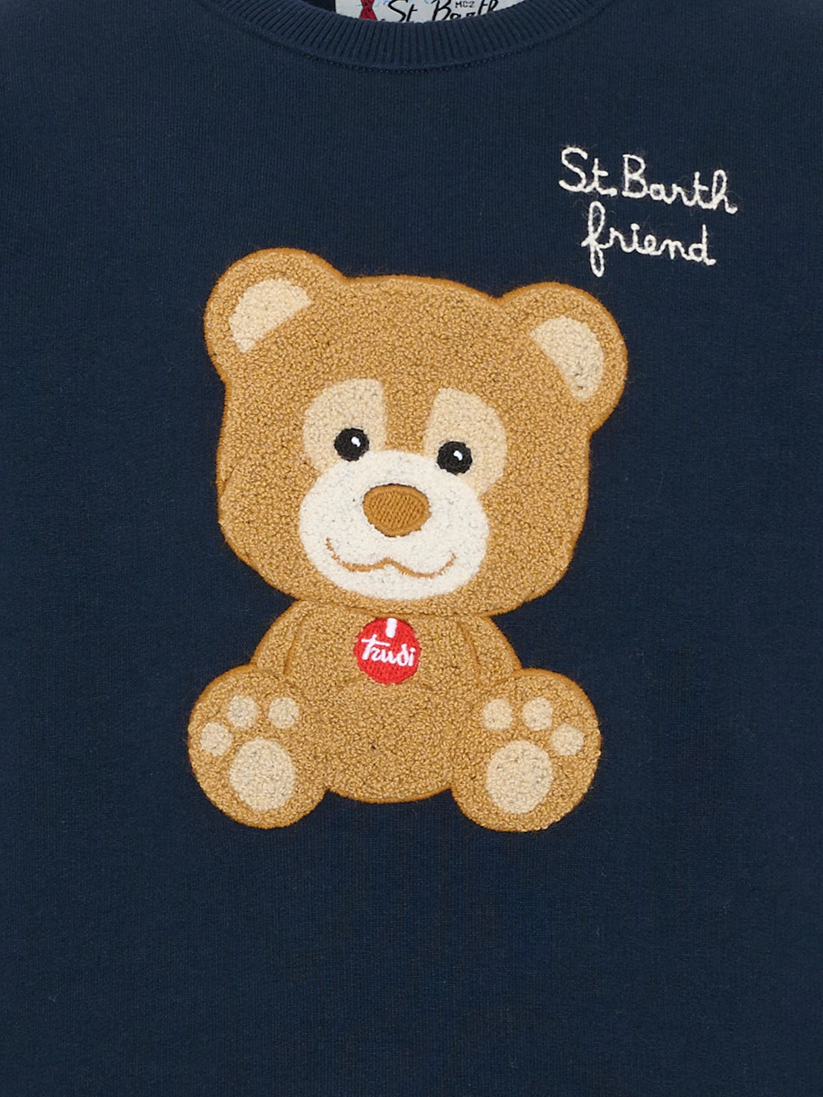 Felpa girocollo blu per bambino con orsetto,Mc2 Saint Barth,HUT0004 01129M