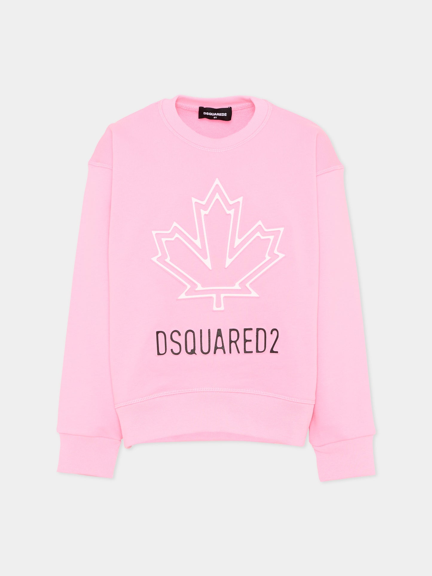 Felpa rosa per bambina con logo,Dsquared2,DQ2786 D0A9U DQ321